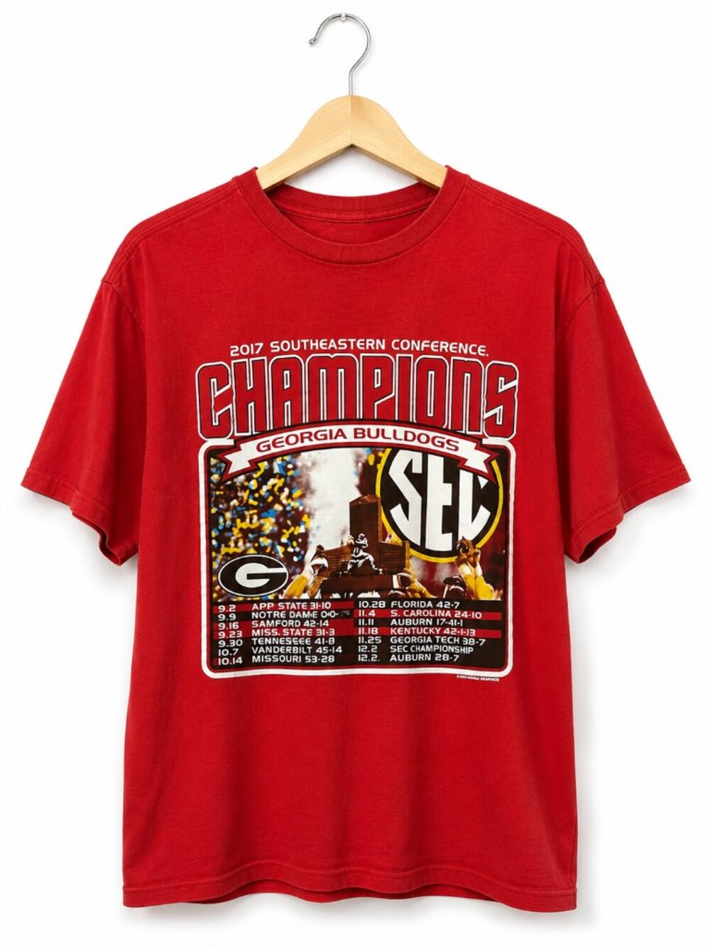 Gildan Georgia Bulldogs SEC Champs 2017 Tee Youth L Red Football